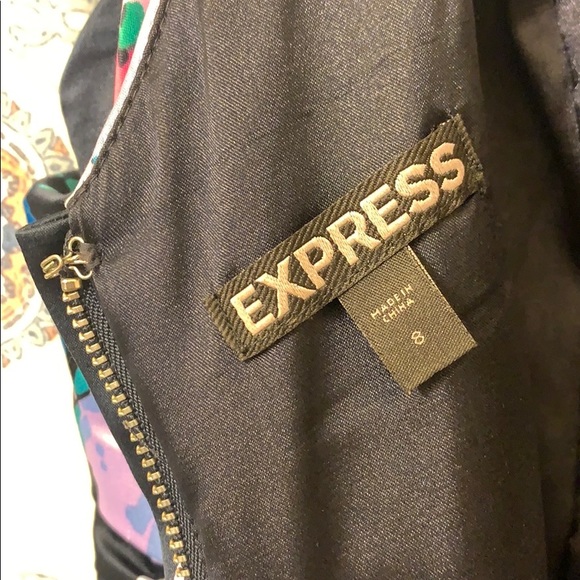 Navy Floral Express Mini Dress Size 8 - Picture 7 of 8